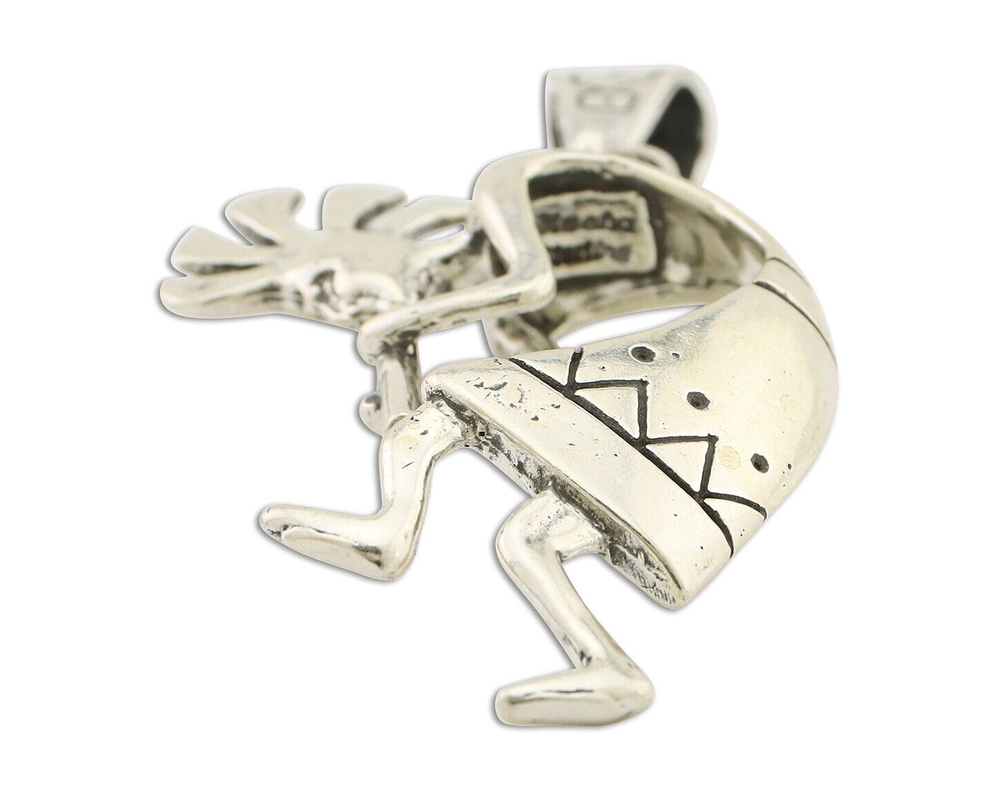 Navajo Kokopelli Pendant 925 Sterling Silver Artist Signed Masha C.80's