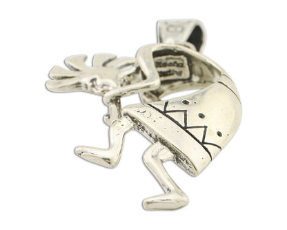 Navajo Kokopelli Pendant 925 Sterling Silver Artist Signed Masha C.80's