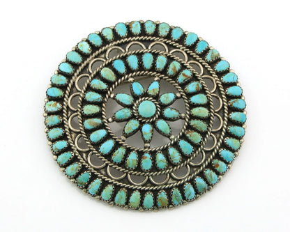 Navajo Handmade Pin Sterling Silver Turquoise Vintage Artist Signed LMB
