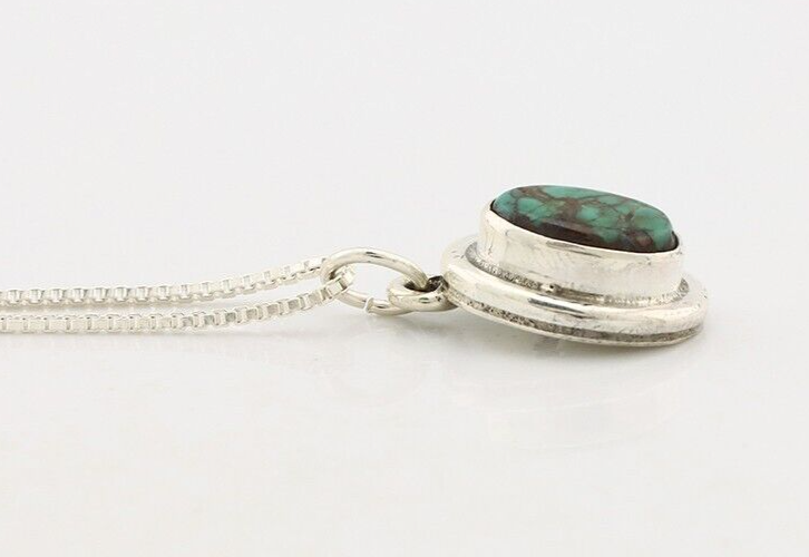 Navajo Necklace 925 Silver Natural Kingman Turquoise Native Artist C.2008