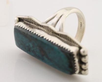 Navajo Hamdmade Ring 925 Silver Southwest Turquoise Signed D C.80's