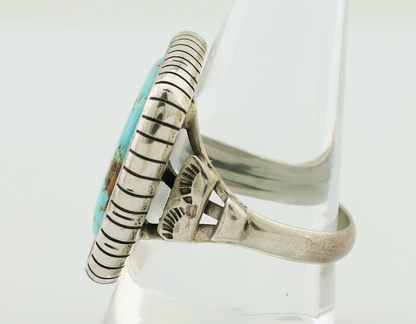 Navajo Handmade Ring 925 Silver Natural Turquoise Signed M Montoya C.80's