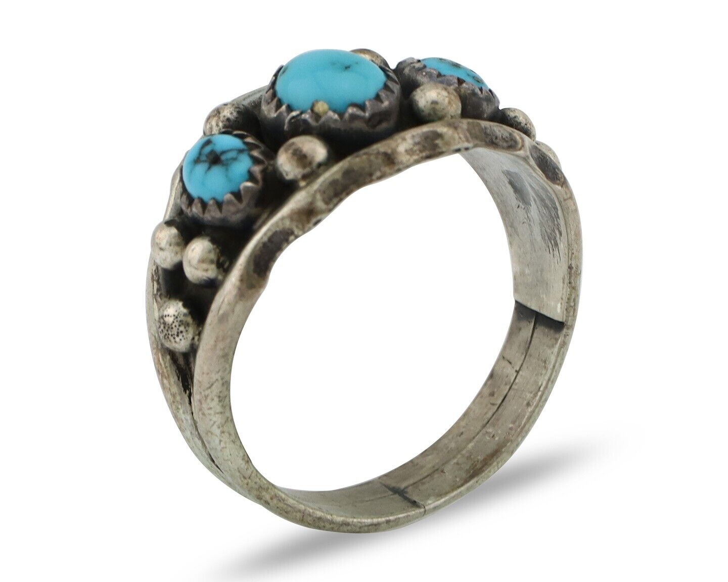 Navajo Ring 925 Silver Blue Turquoise Artist Signed SkyStone Creations C.80's