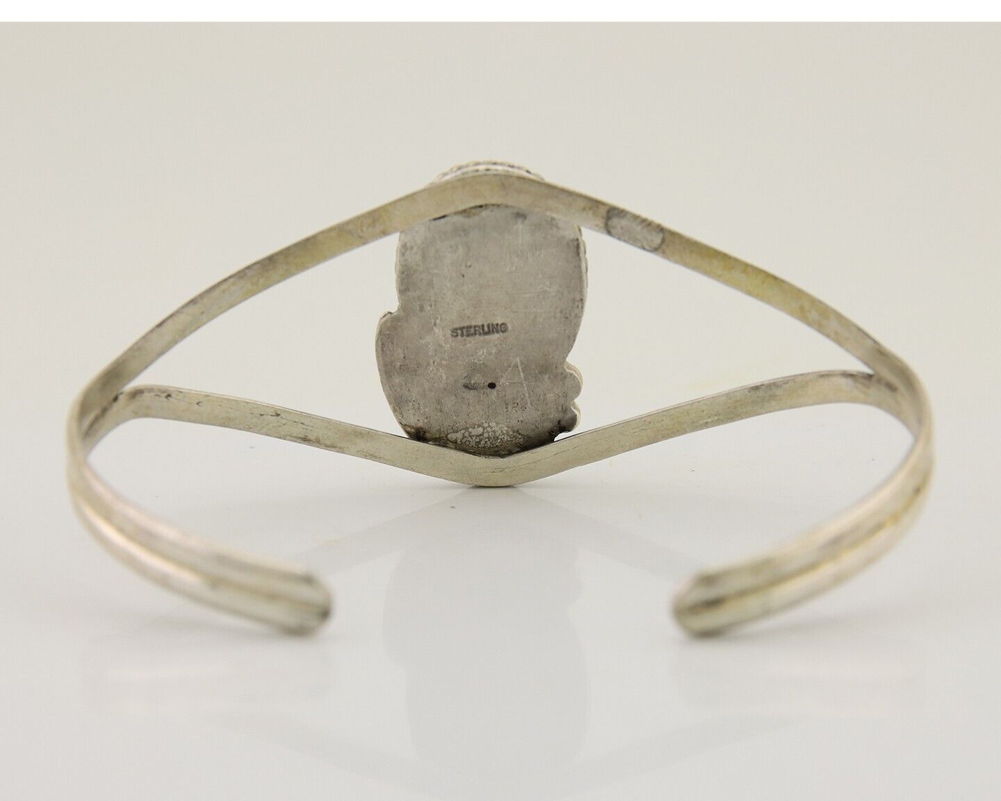 Navajo Hand Stamped Cuff Bracelet Turquoise 925 Silver Native American Artist