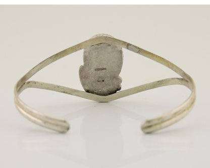 Navajo Hand Stamped Cuff Bracelet Turquoise 925 Silver Native American Artist