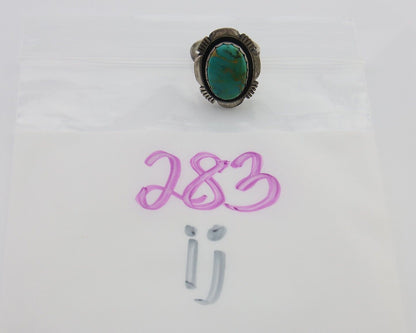 Navajo Ring 925 Silver Natural Turquoise Signed Leonard & Marian Nez C.80's