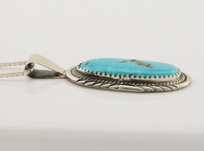 Navajo Necklace 925 Silver Natural Turquoise Artist Signed Mike Begay C.80's