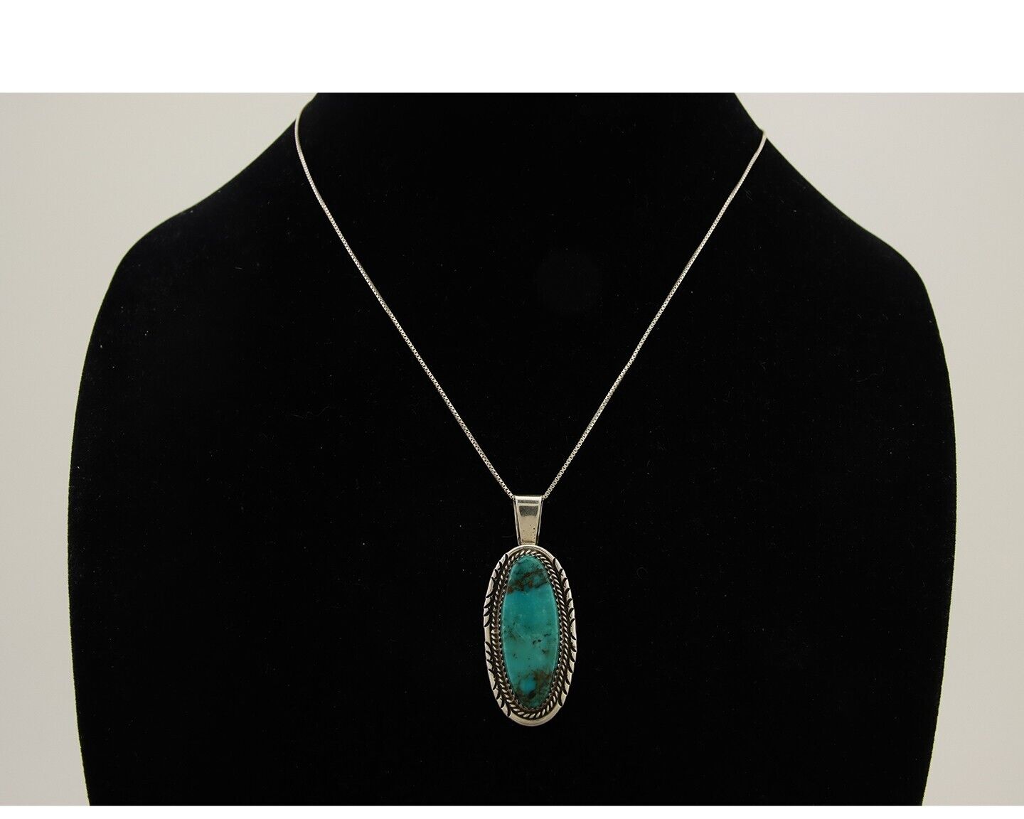 Navajo Necklace 925 Silver Natural Turquoise Artist Signed Mike Begay C.80's