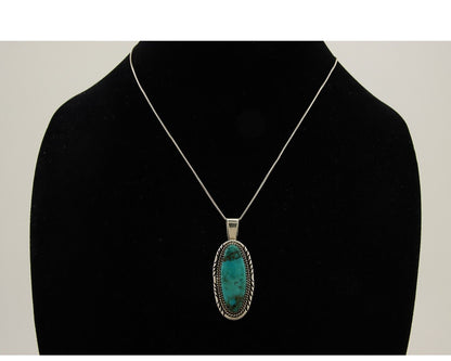 Navajo Necklace 925 Silver Natural Turquoise Artist Signed Mike Begay C.80's