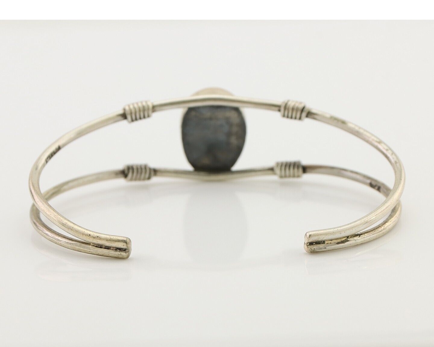 Navajo Bracelet 925 Silver Natural Green Turquoise Native American Artist C.80's
