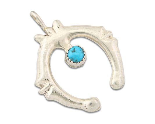 Navajo 925 Silver Naja Sand Cast Turquoise Handmade Native American Artist C.80s