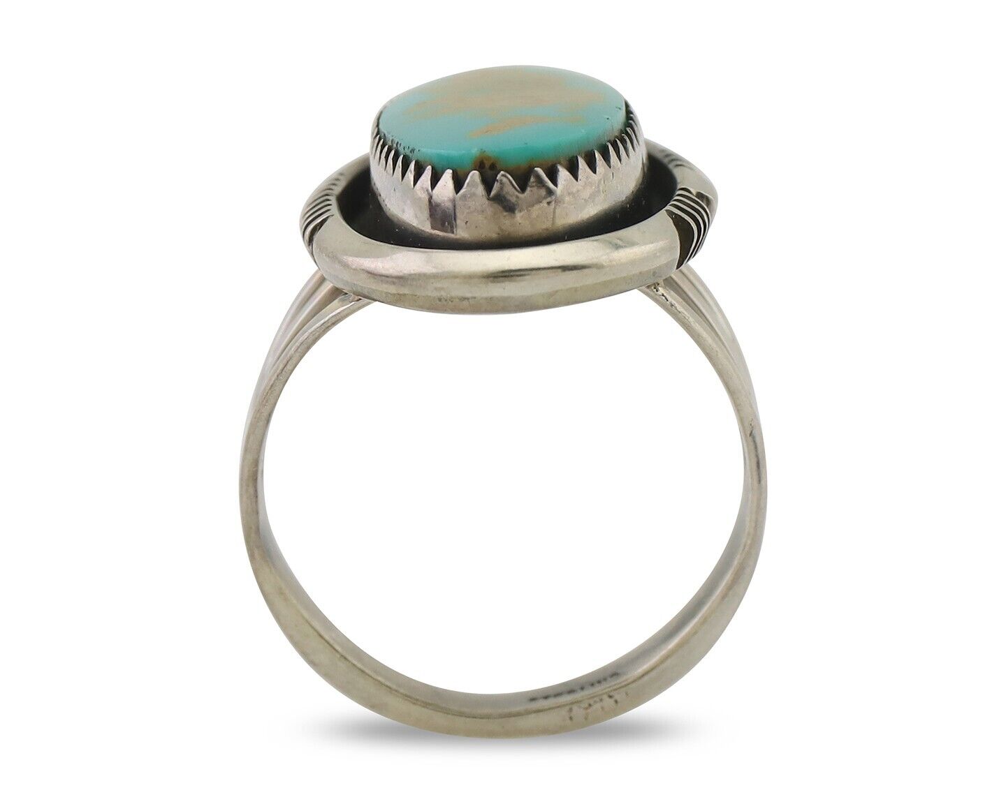 Navajo Ring 925 Silver Natural Blue Turquoise Native American Artist C.80's
