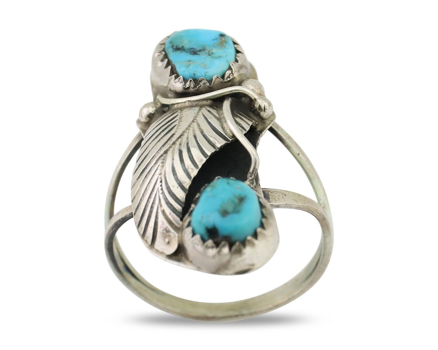 Navajo Handmade Ring 925 Silver Kingman Turquoise Native American Artist C.80's