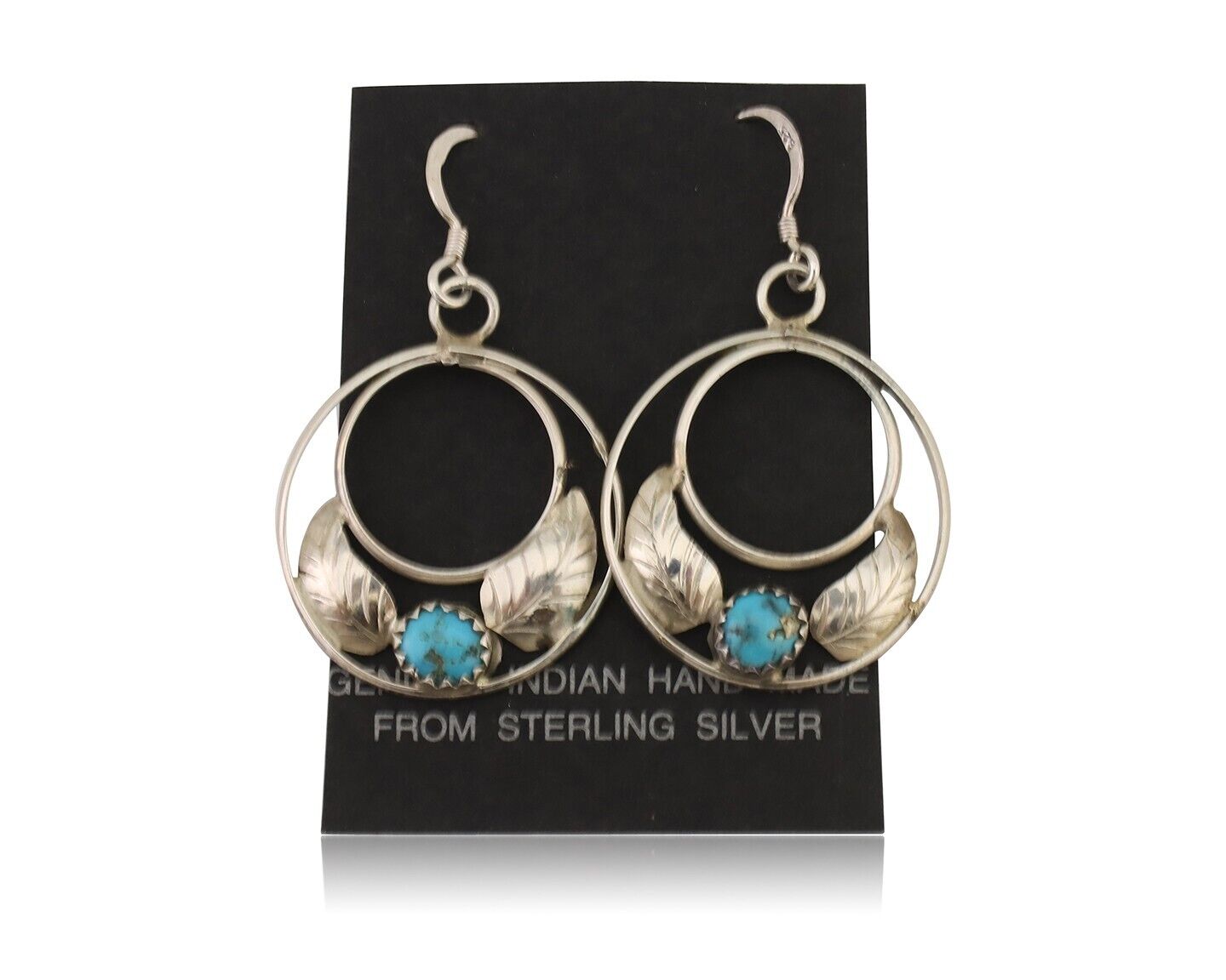 Navajo Handmade Dangle Earrings 925 Silver Blue Turquoise Native Artist C.80's