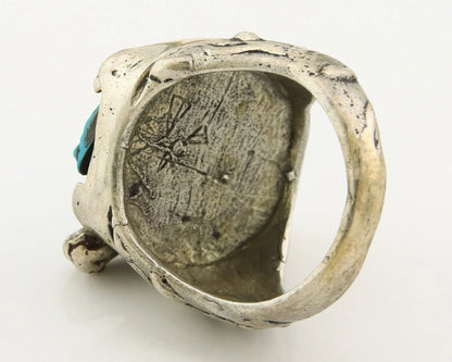 Navajo Horse Ring Sterling Silver Turquoise Signed Johnny BlueJay Size 9.25