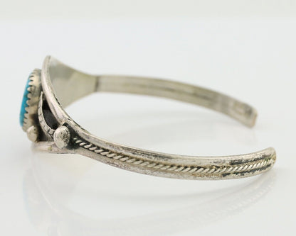Navajo Handmade Bracelet 925 Silver Spiderweb Turquoise Native American C.80's