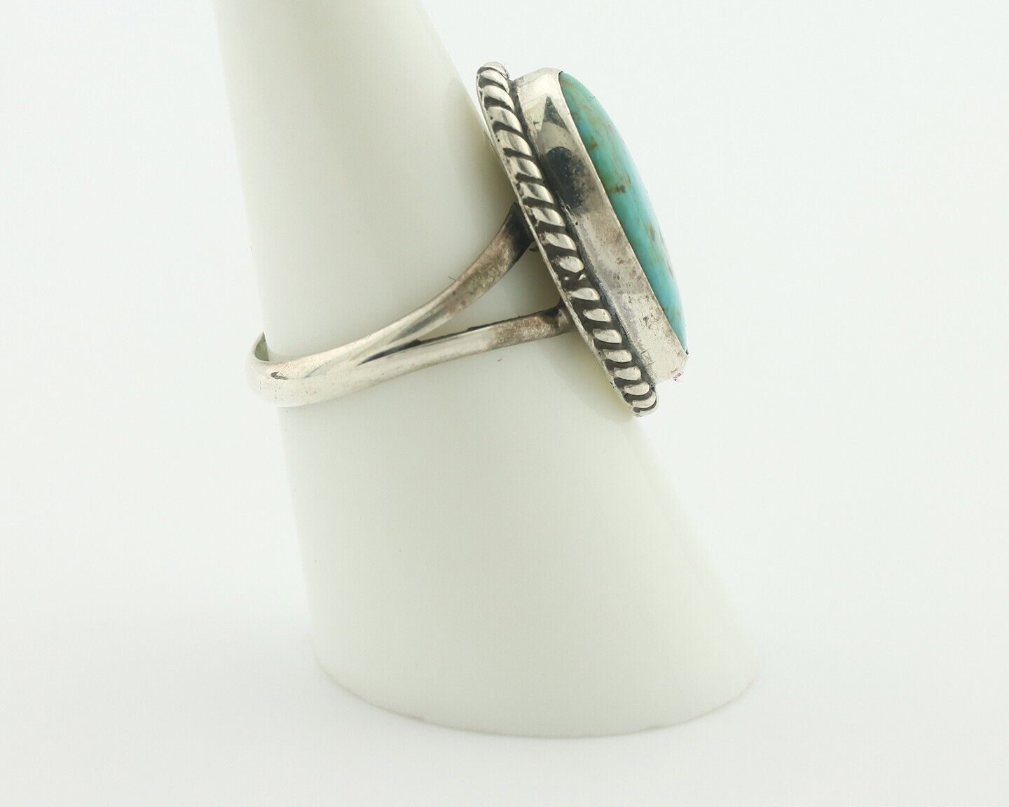 Navajo Ring 925 Silver Natural Blue Turquoise Signed M Montoya C.80's
