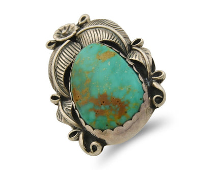 Navajo Ring 925 Sterling Natural Royston Turquoise Native Artist C.80's Size 7.0