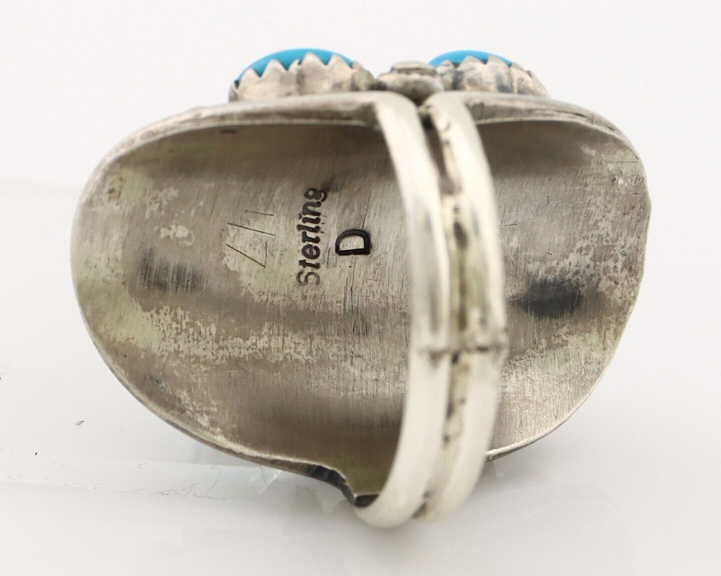 Navajo Ring 925 Silver Natural Blue Turquoise Signed Phillip Zachary Artist C80s
