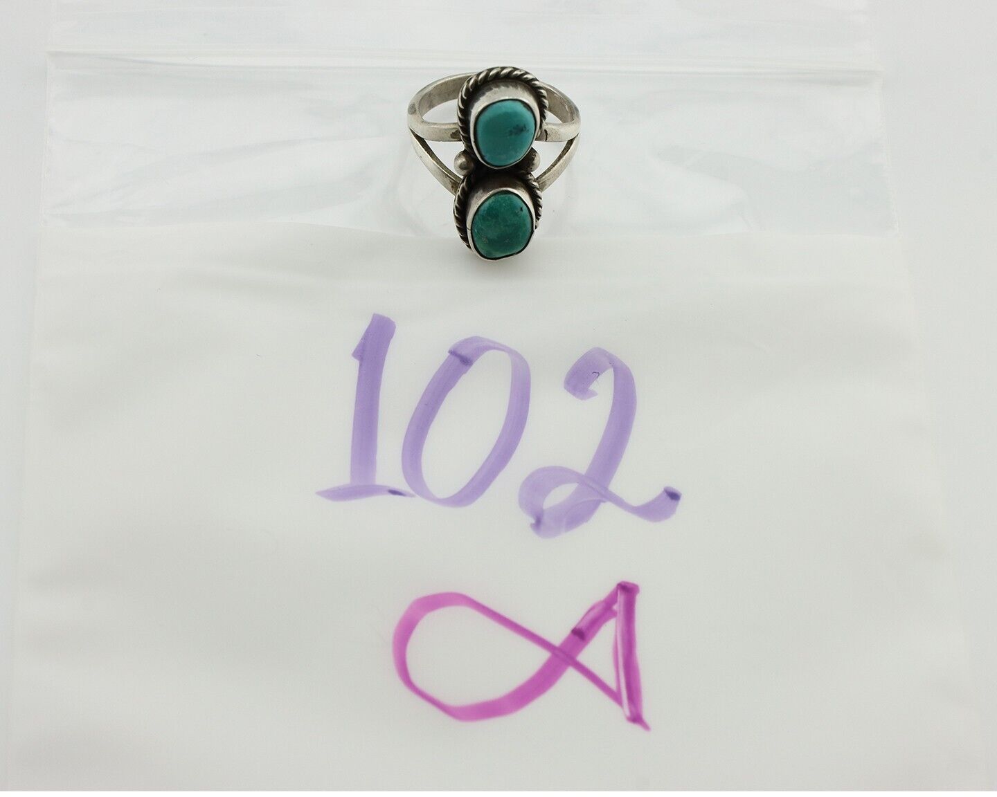 Navajo Ring 925 Silver Natural Blue Turquoise Native Artist Signed AG C.80's