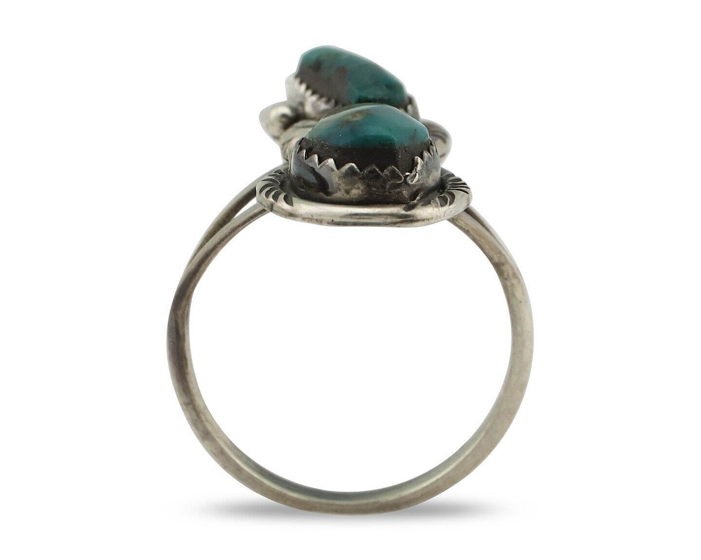 Navajo Ring 925 Silver Natural AAA Blue Turquoise Artist Signed Tom Willeto C80s
