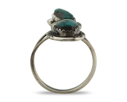 Navajo Ring 925 Silver Natural AAA Blue Turquoise Artist Signed Tom Willeto C80s