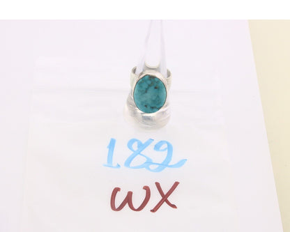 Navajo Ring 925 Sterling Turquoise Handmade Signed M Montoya C.80's Sz 8.5