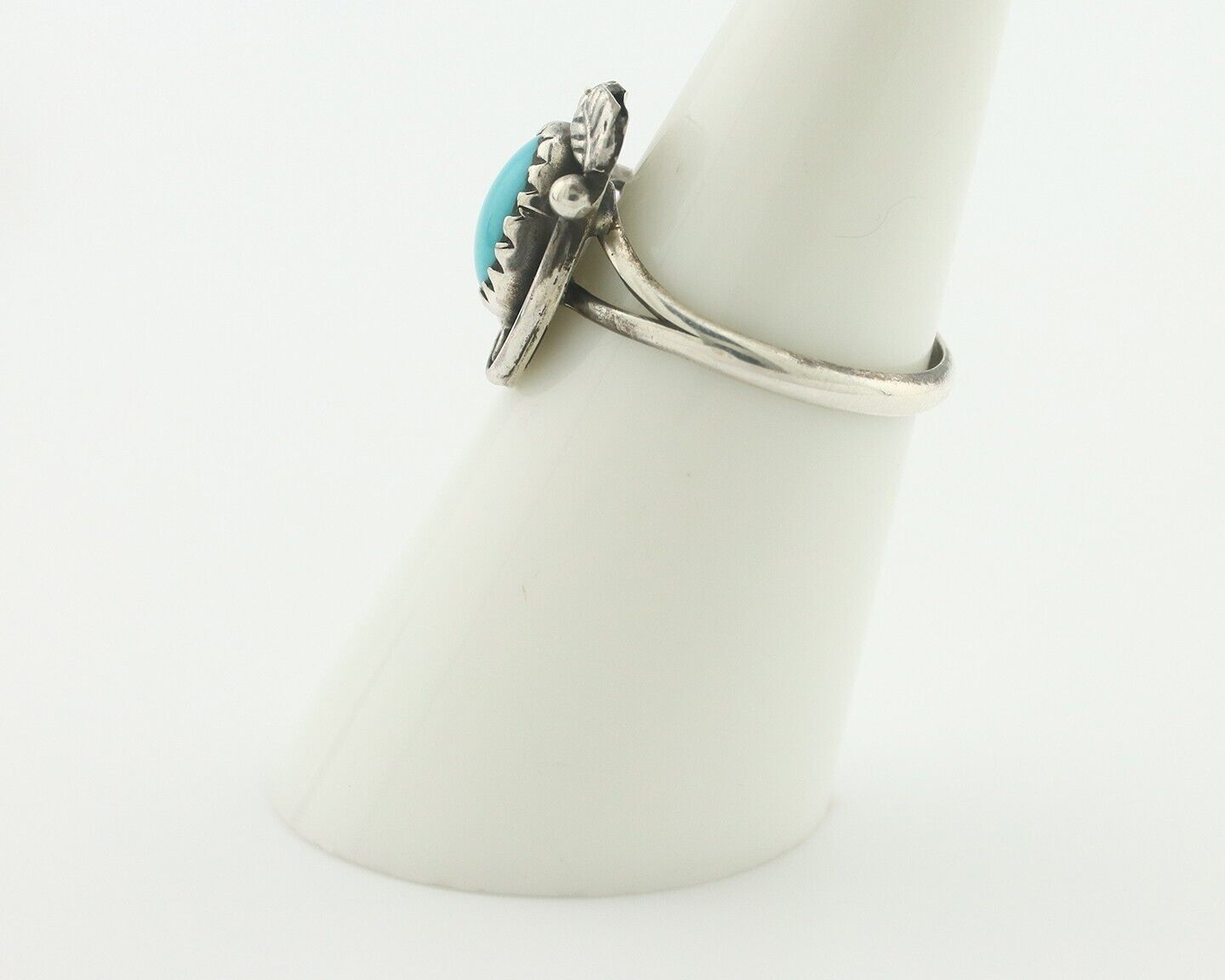 Navajo Ring .925 Silver Sleeping Beauty Turquoise Native American Artist C.80's