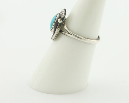 Navajo Ring .925 Silver Sleeping Beauty Turquoise Native American Artist C.80's