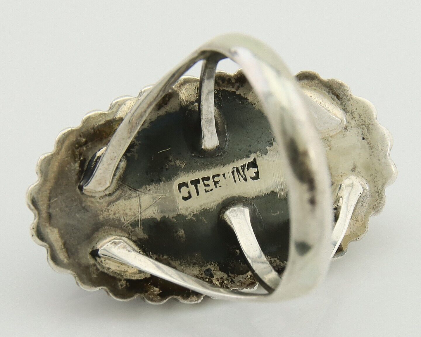 Navajo Shield Ring 925 Silver Arizona Turquoise Native Artist C.80's