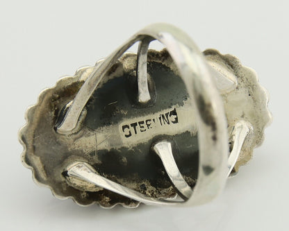 Navajo Shield Ring 925 Silver Arizona Turquoise Native Artist C.80's