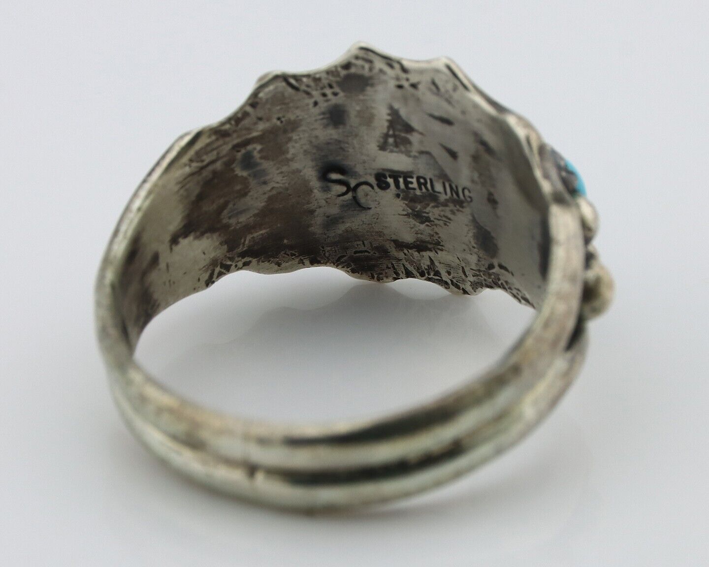 Navajo Ring 925 Silver Blue Turquoise Artist Signed SkyStone Creations C.80's