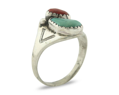 Vintage Navajo Ring 925 Sterling Silver Natural Gemstone Authentic Size 8.25