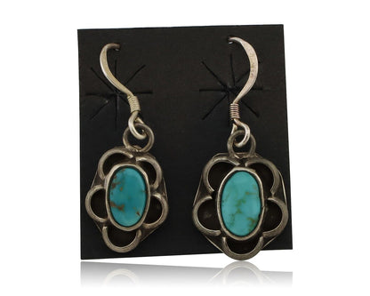 Navajo Earrings 925 Silver Natural Blue Turquoise Native American Artist C.80s