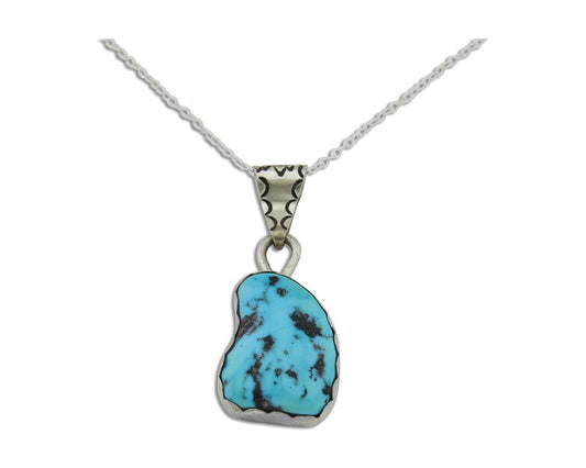 Navajo Necklace 925 Silver Blue Turquoise Artist Signed Tony Guerro C.80's