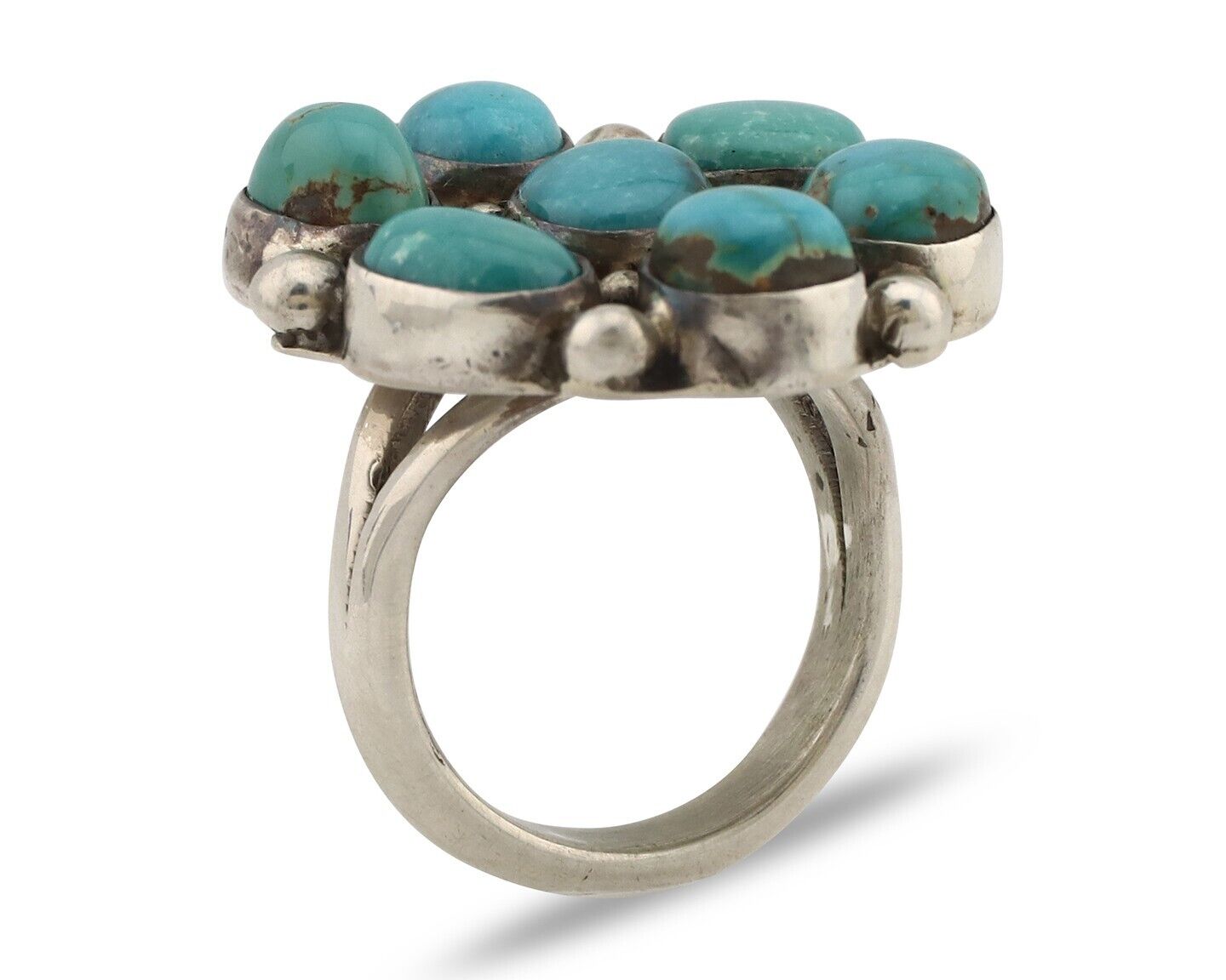 Navajo Ring .925 Silver Natural Blue Turquoise Native American Artist C.80's