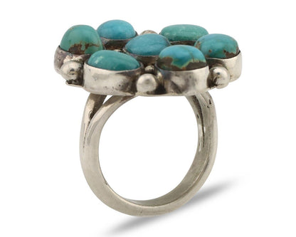 Navajo Ring .925 Silver Natural Blue Turquoise Native American Artist C.80's