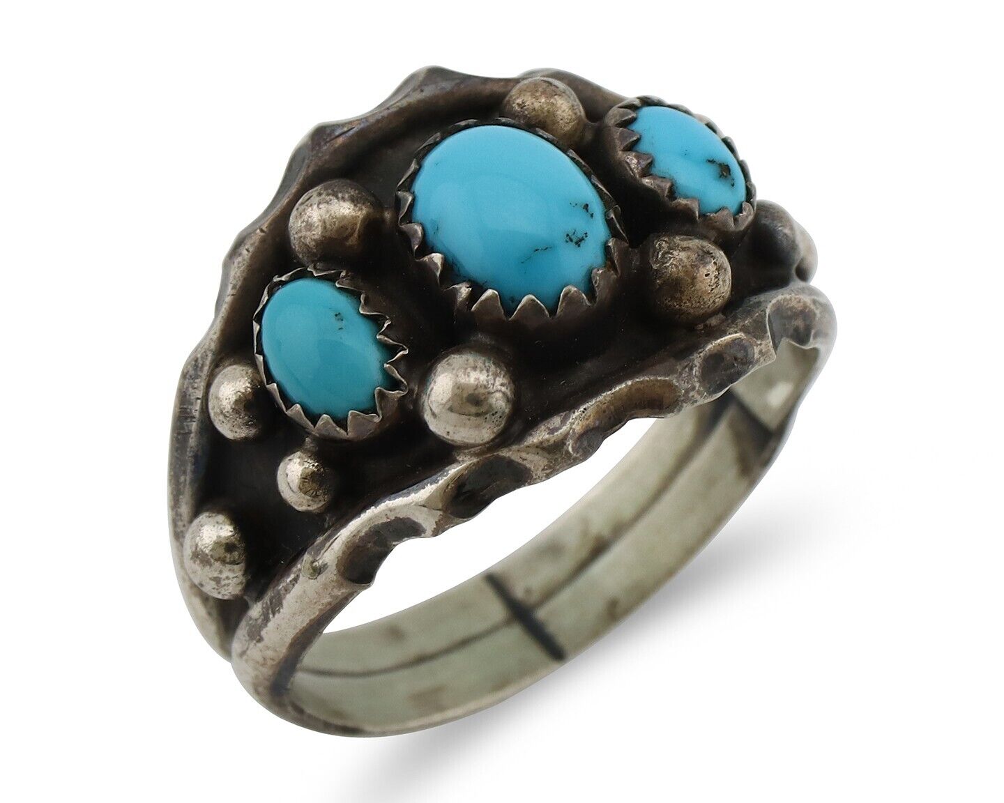 Navajo Ring 925 Silver Turquoise Artist Signed E SkyStone Creations C.80's