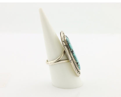 Navajo Ring 925 Silver Spiderweb Turquoise Native American Artist C.80's