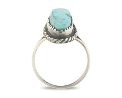 Navajo Ring 925 Sterling Natural Turquoise Native Artist C.80's Size 5.5