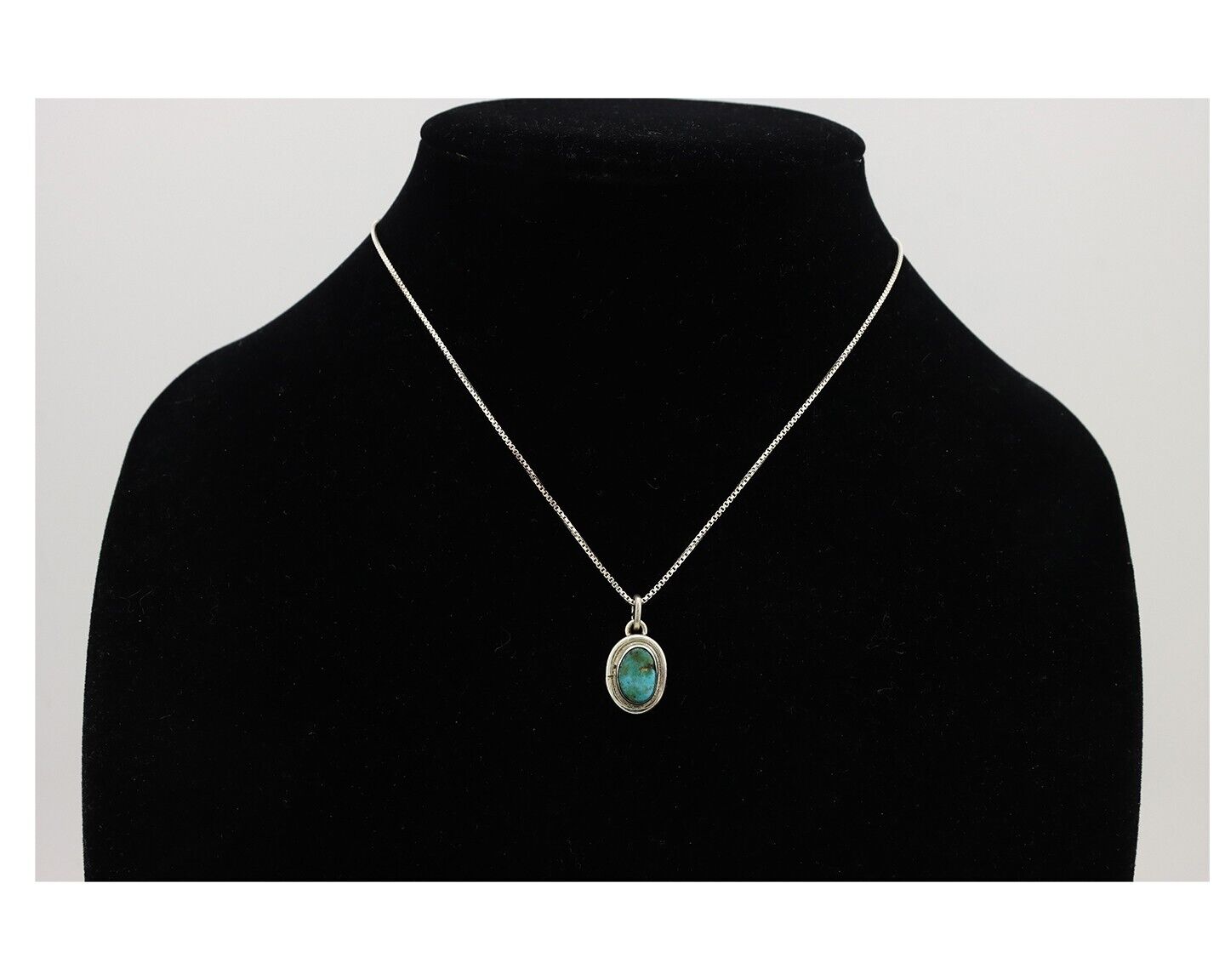 Navajo Necklace 925 Silver Natural Kingman Turquoise Native Artist C.2008