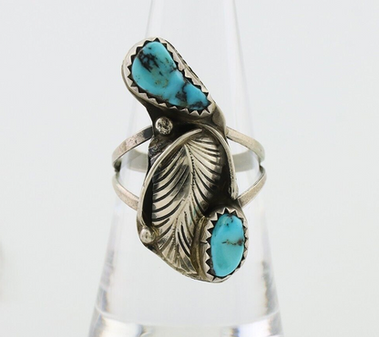 Navajo Handmade Ring 925 Silver Kingman Turquoise Native American Artist C.80's