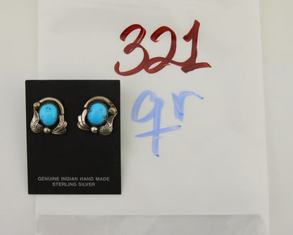 Navajo Earrings 925 Silver Natural Turquoise Native American Artist C.80's