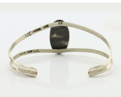 Navajo Bracelet 925 Silver Kingman Turquoise Artist Signed IJC C.80's