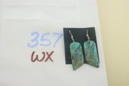 Santo Domingo Earrings 925 Silver Natural Turquoise Native American Artist C80s