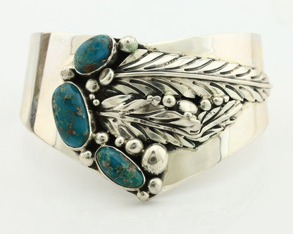 Navajo Bracelet 925 Silver Natural Blue Turquoise Signed David Zachary C.80's