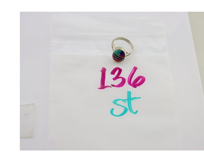 Navajo Ring 925 Sterling Silver Natural Gemstones Artist Signed Sunrise C.80's