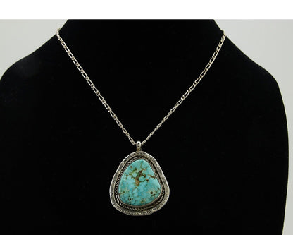 Navajo Necklace 925 Silver Blue Turquoise Artist Signed Fred Guerro C.80's