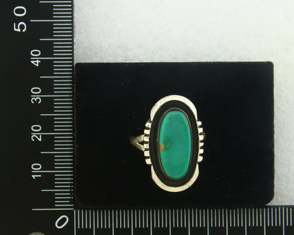 Navajo Ring 925 Sterling Natural Blue Turquoise Native Artist C.80's Size 7.75