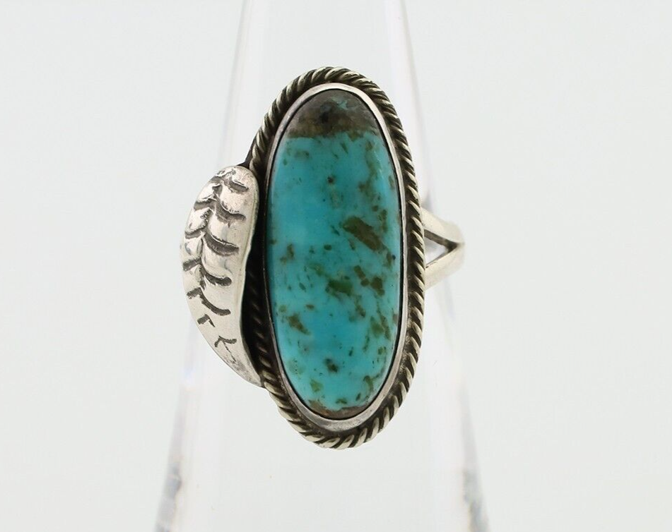 Navajo Handmade Ring 925 Silver Natural Turquoise Native American Artist C.80's